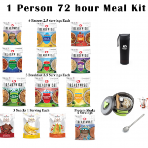 1 Person Full 72 Hour Meal and Fresh Water Kit